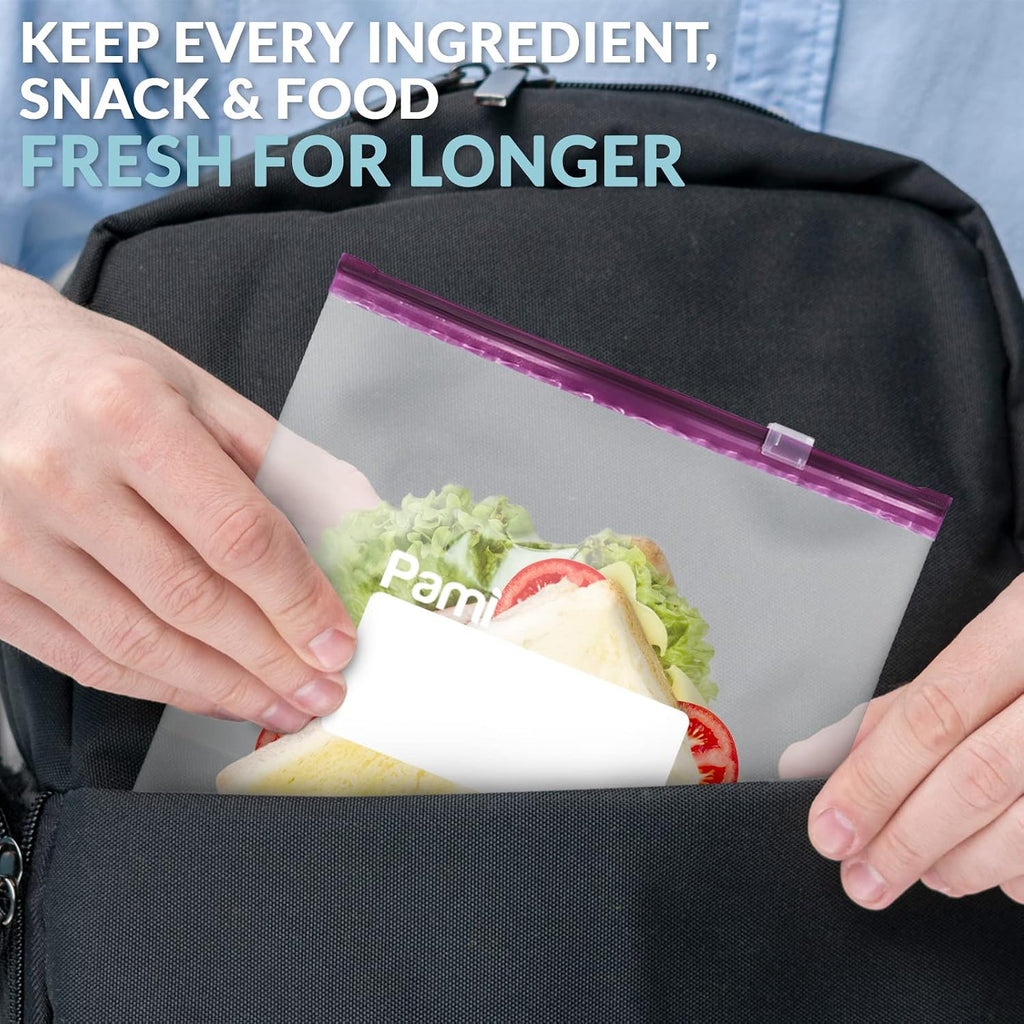 Reusable Slider Gallon Freezer Bags,Expandable Bottom,Leakproof,40 Ct