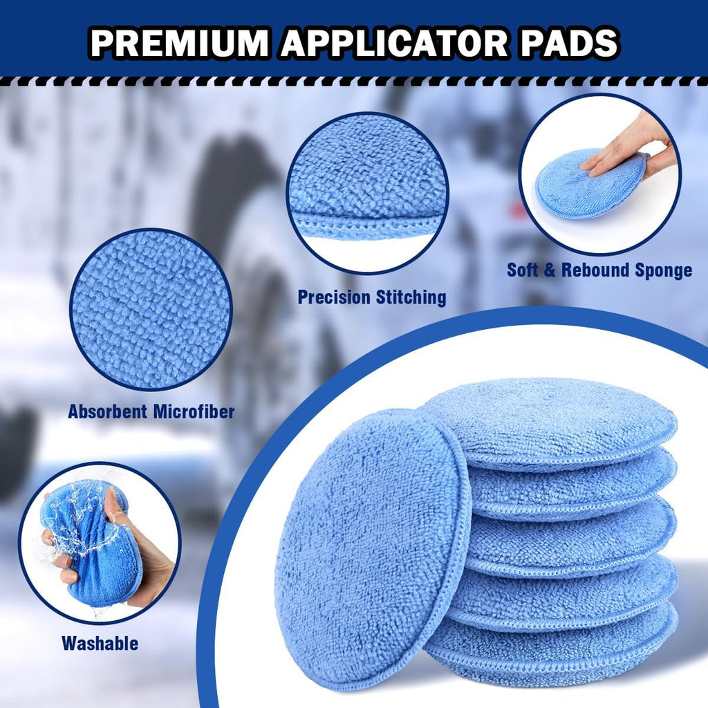 Car Wax Applicator Pad, Microfiber Applicator Pad for Buffing & Detail Polishing, 12PK Round Foam Pads for Car