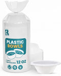 Plastic Bowls - 100 Count Microwavable Disposable Bowls - Strong Heavy Duty And Sturdy White Plastic Bowls Disposable