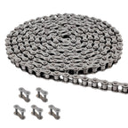 #41 Roller Chain 10 Feet for Gate Openers, Carbon Steel Operator Chain Replacement for Extension Automatic Sliding Gate Opener, Garage Hanger Door, Includes 5 Connecting Links