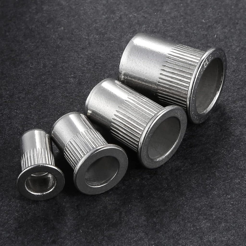 Wensilon 20Pcs Rivet Nut M12 Metric Stainless Steel 304 Finish Flat Head Rivnut Threaded Insert Nut Knurled Body