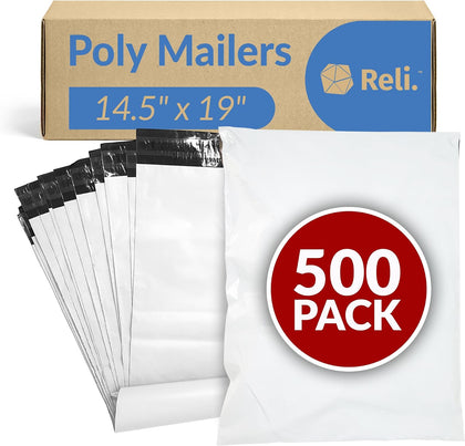 Poly Mailers 14.5x19 | 500 Pcs Bulk | Shipping Bags/Shipping Envelope | White Packaging Bags for Shipping |