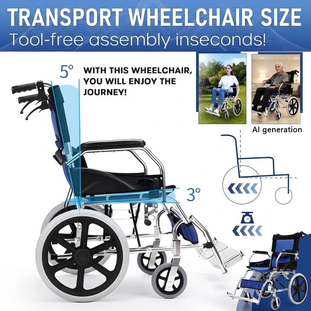 Lightweight Transport Wheelchair for Adults 10KG