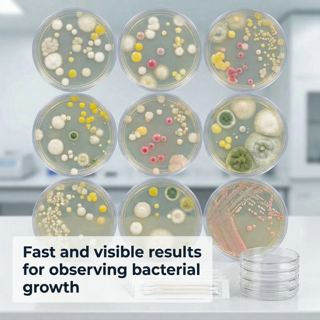 Bacteria Growing Kit with Pre-Poured Agar Plates, Petri Dishes with Agar