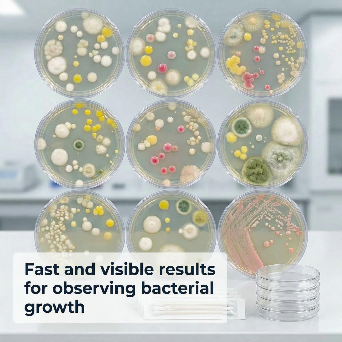 Bacteria Growing Kit with Pre-Poured Agar Plates, Petri Dishes with Agar