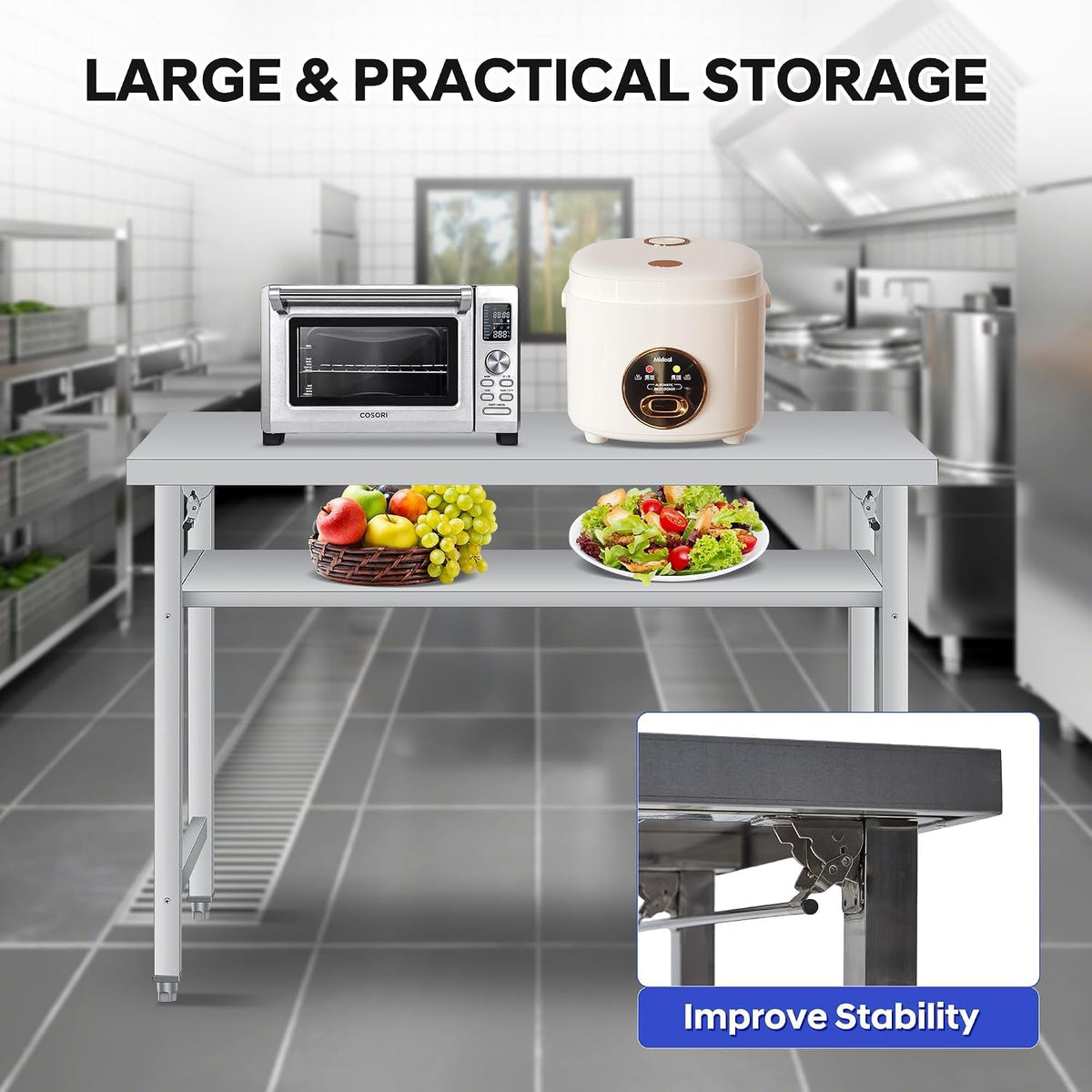 36x24 NSF Stainless Steel Folding Prep Table w/Undershelf