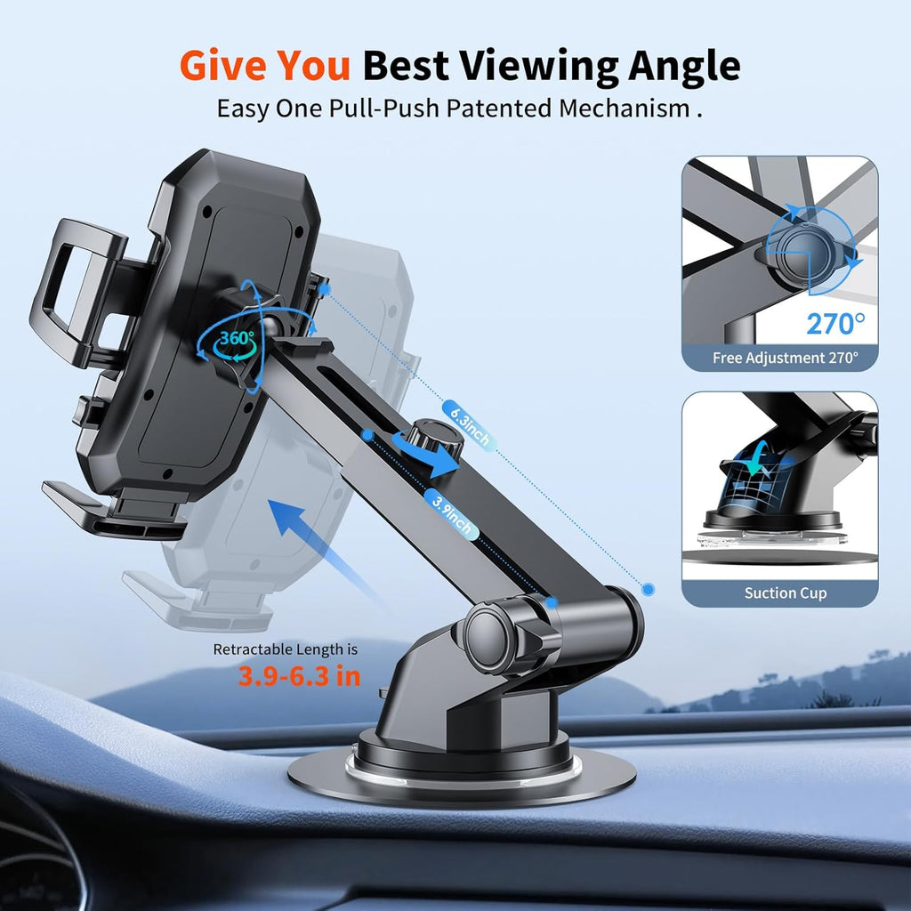Upgraded 3-in-1 Car Phone Holder Mount [Powerful Suction] Phone Mount for Car Dashboard Air Vent Windshield,for All