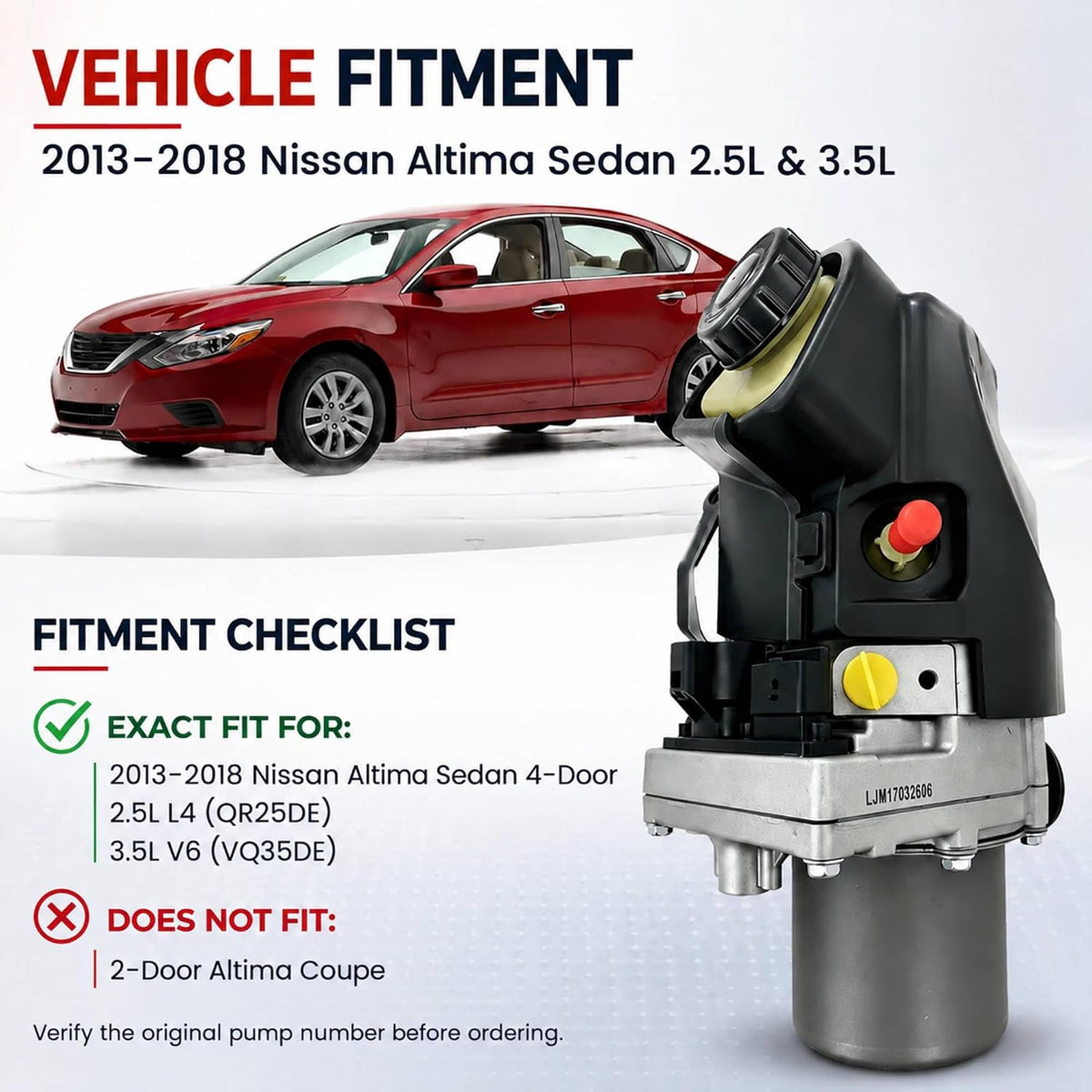 Electric Power Steering Pump Assembly for 2013-2018 Nissan Altima 2.5L