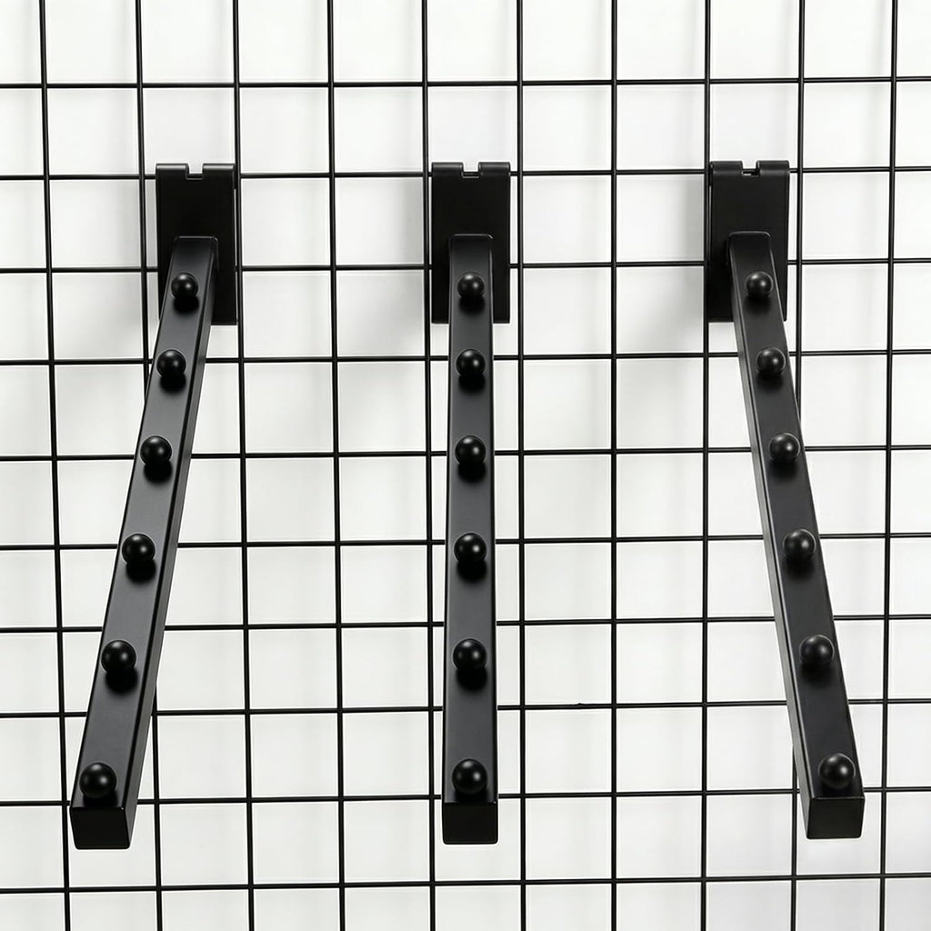 6 Pack 6 Ball Waterfall Hooks for Grid Wall, 15.8 Inch | Waterfall Hook Hangers, Black Gridwall Hooks, Heavy Duty