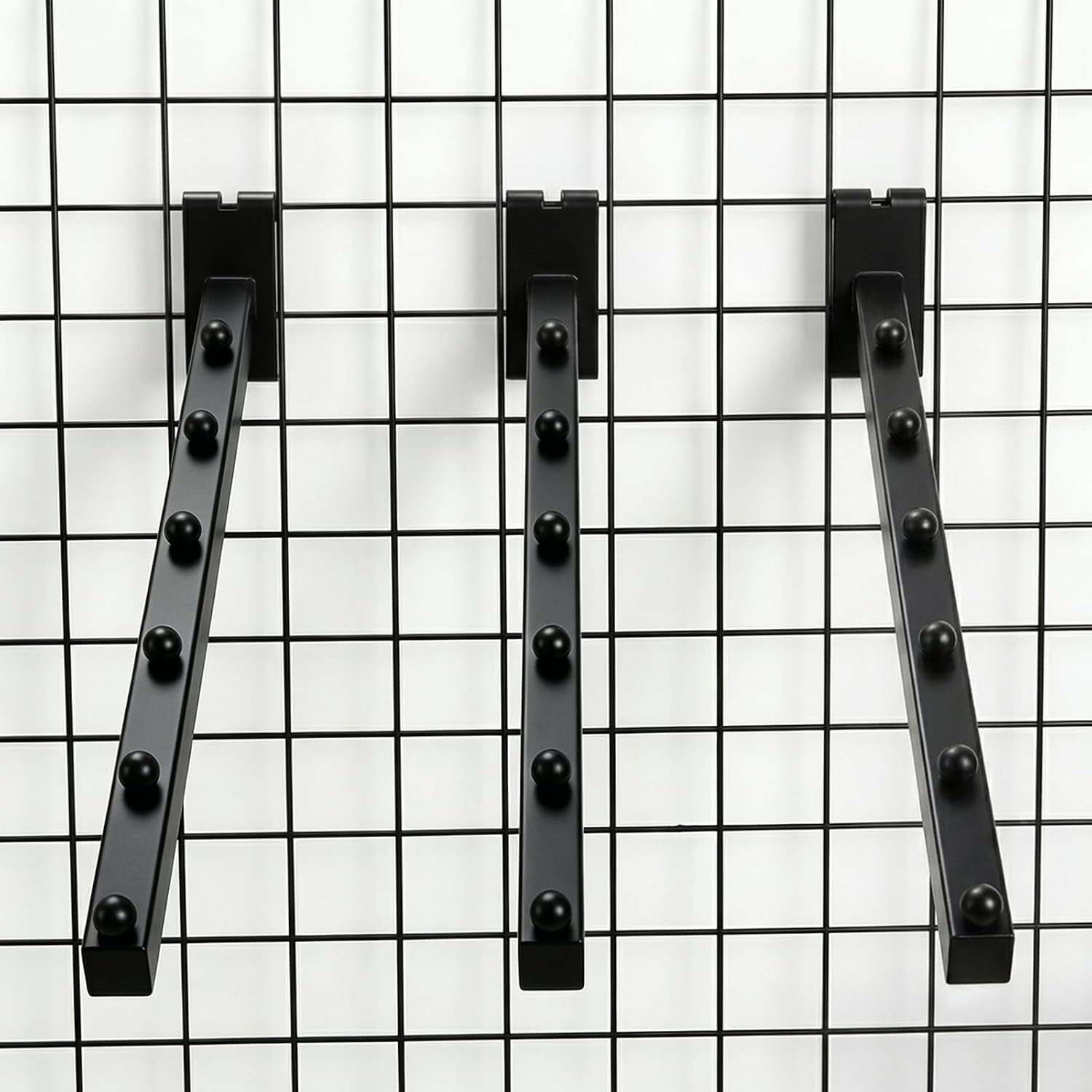 6 Pack 6 Ball Waterfall Hooks for Grid Wall, 15.8 Inch | Waterfall Hook Hangers, Black Gridwall Hooks, Heavy Duty