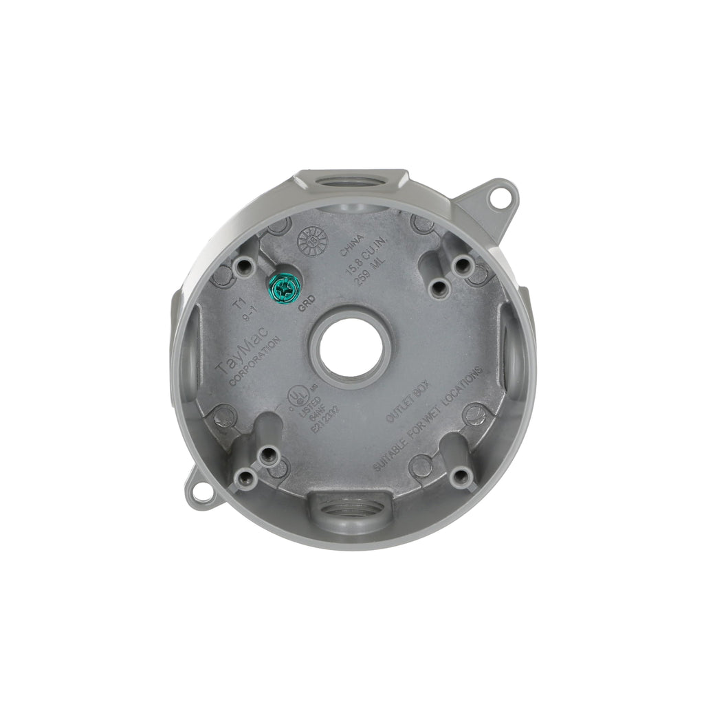 BELL 5361-0 Round Weatherproof Box, Five 1/2 in. Threaded Outlets, Gray