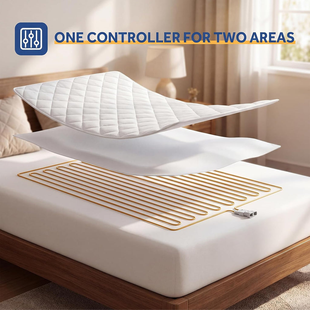 Heated Mattress Pad Twin 39×75 Single Control for Zone | Luxury Quilted Electric Bed Warmer, 9 heat settings, 1-9