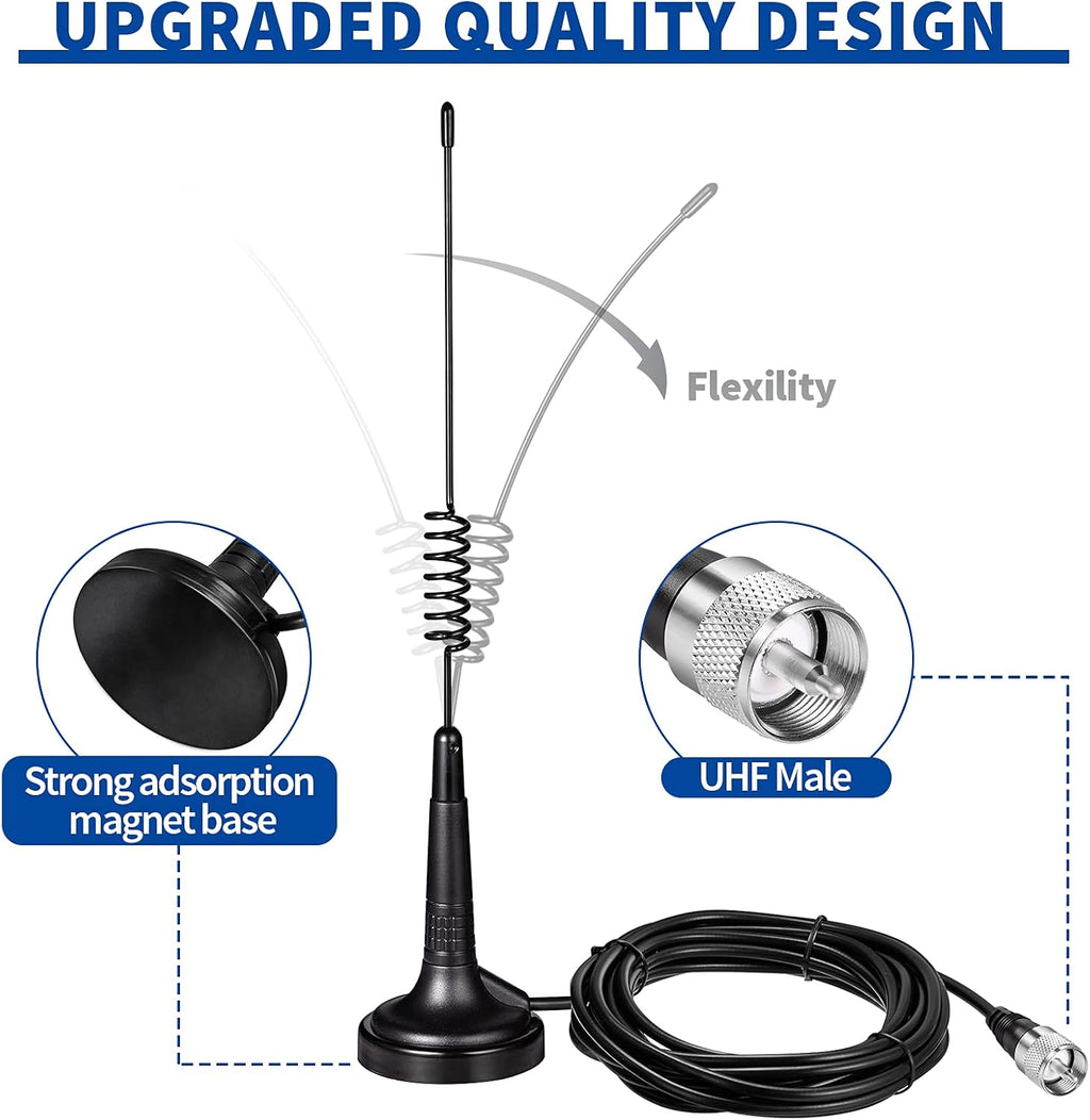 27MHz CB Radio Antenna PL259 & BNC Male Magnetic Base Compatible with Cobra Midland Uniden Maxon President Vehicle