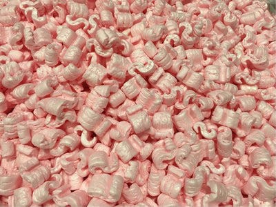 Packing Peanuts, Pink, Anti-Static Loose Fill, S-Shaped Interlocking Design, 8 Cubic Feet, Shipping and Moving (60