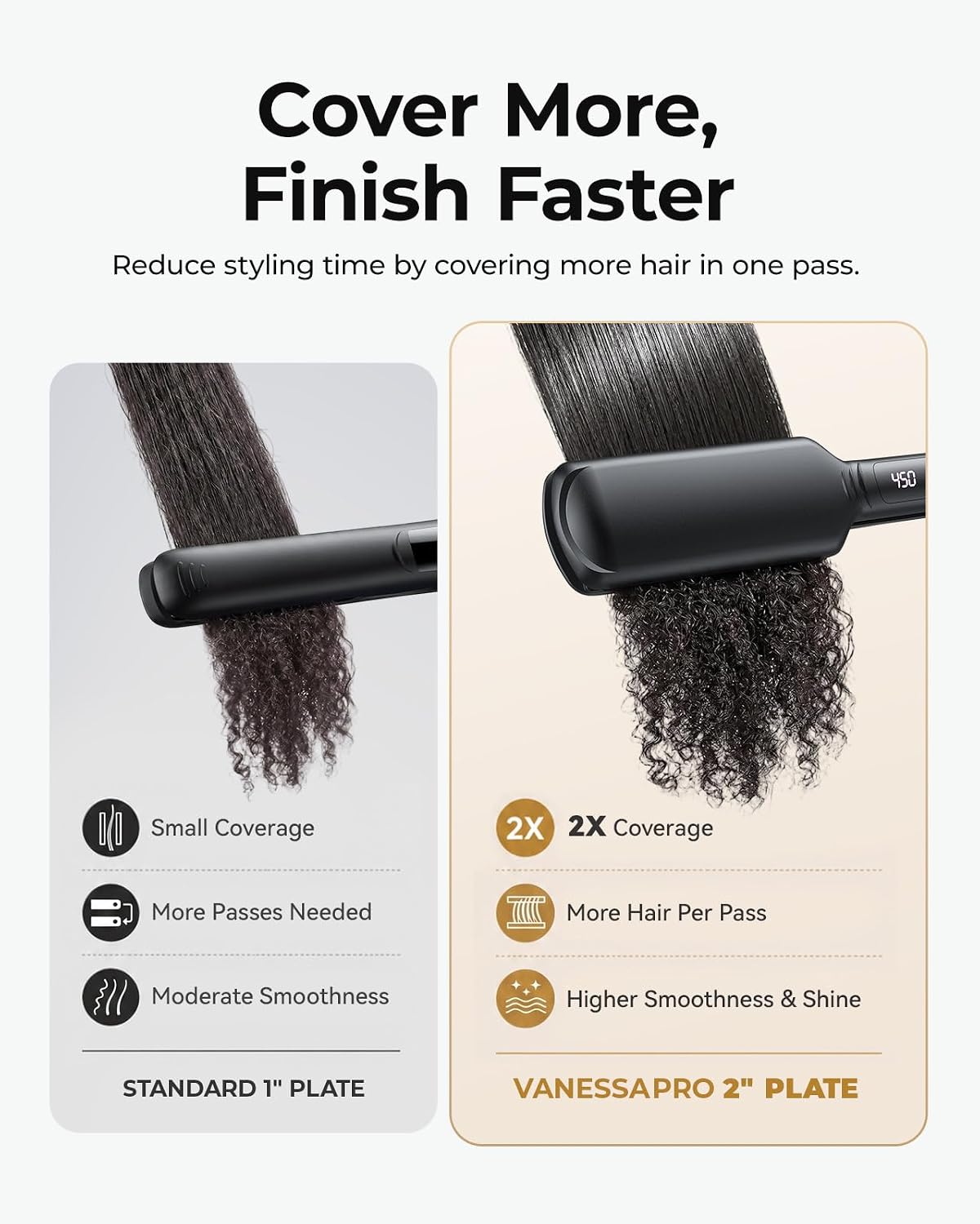 2 Inch Titanium Flat Iron, Easy One Pass Styling for Thick Hair | Wide Plate Hair Straightener Covers More Hair