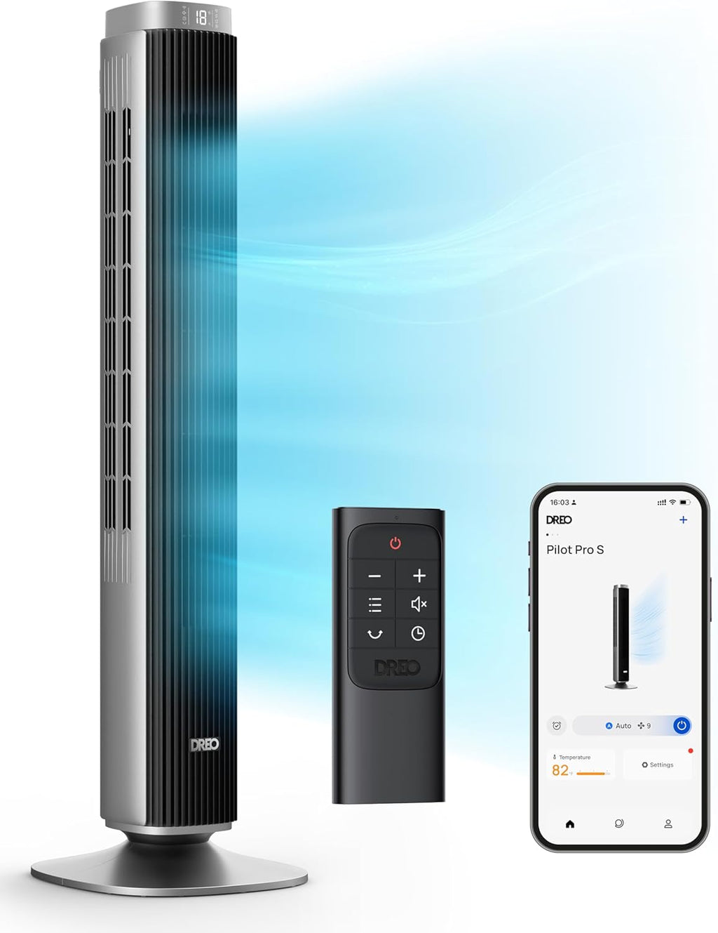 Smart 42'' Tower Fan for Bedroom, 12 Speeds, 20dB Quiet Standing Fan | 40ft Far Airflow, 28 ft/s Cooling Airflow, 12