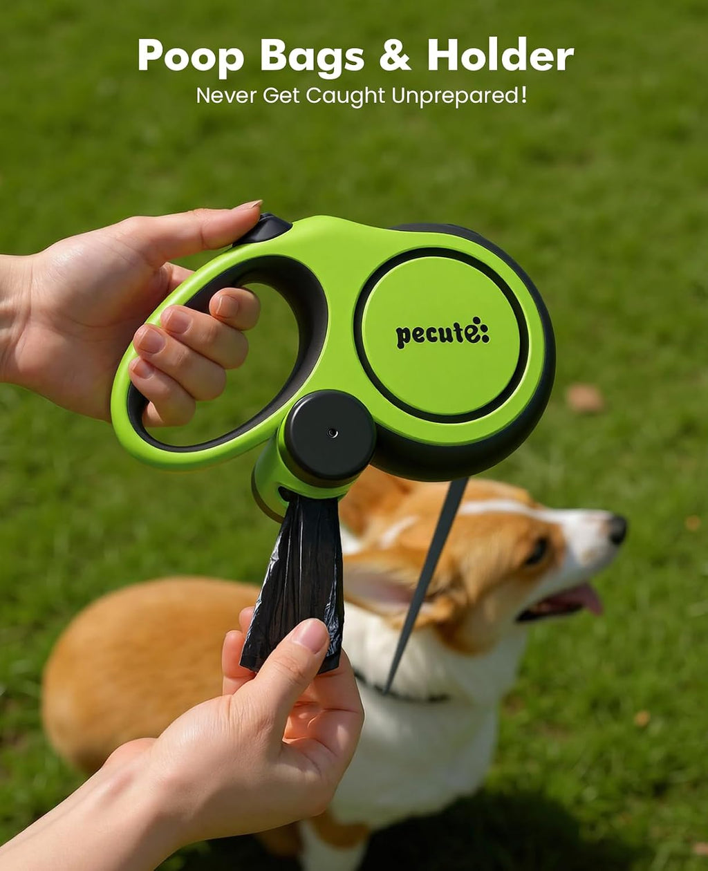 16.4ft Retractable Dog Leash with 1.6ft Chew Proof Steel Cable