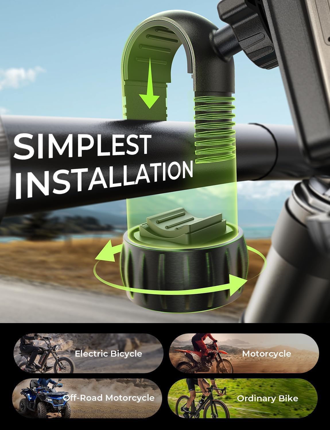 Bike Phone Holder, [Super Easy Install] Motorcycle Phone Mount Ebike Accessories Bicycle Handlebar Holder Mount Gifts