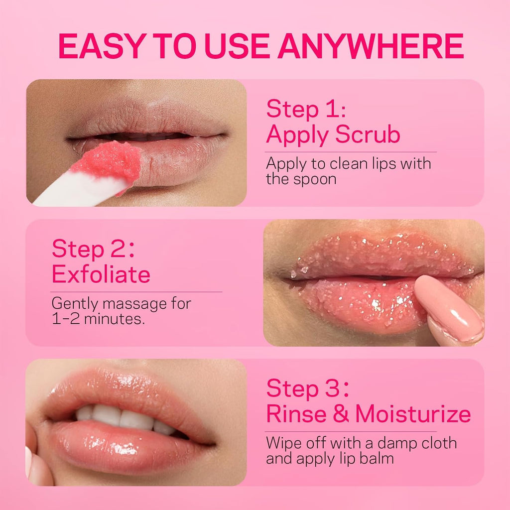 AMOADO Sugar Lip Scrub for Dark Lips – Exfoliating Lip Scrub for Smooth & Soft Lips with Watermelon & Guava, Lip