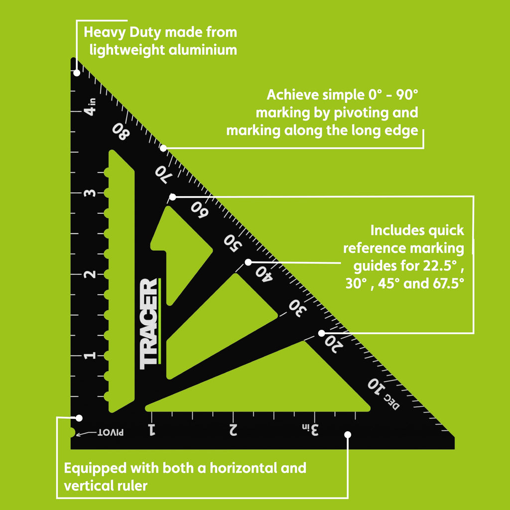TRACER 4.5 in Aluminum Rafter Square - Carpenter Framing Triangle
