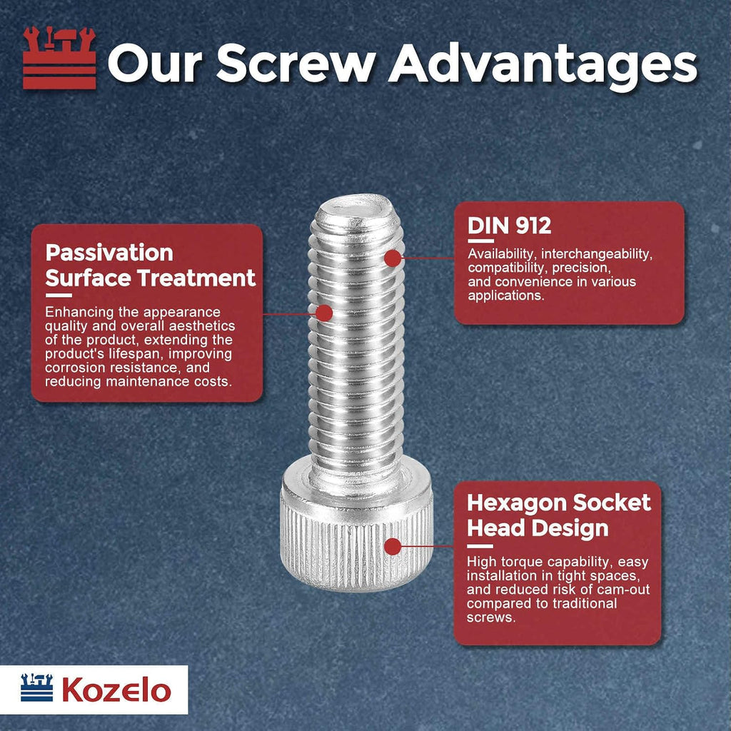Socket Head Cap Screws M10-1.5x30mm 304 Stainless Steel Silver 20pcs