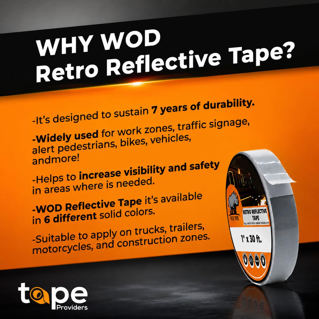 WOD Engineering Grade Retro Reflective Tape Red, 1 inch Wide x 30 ft. Outdoor Waterproof Safety Reflector for Autos