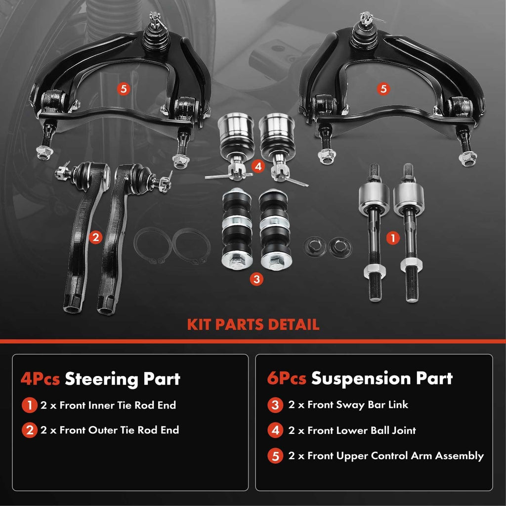 A-Premium 10Pcs Front Suspension Kit, Upper Control Arm, Sway Bar Link