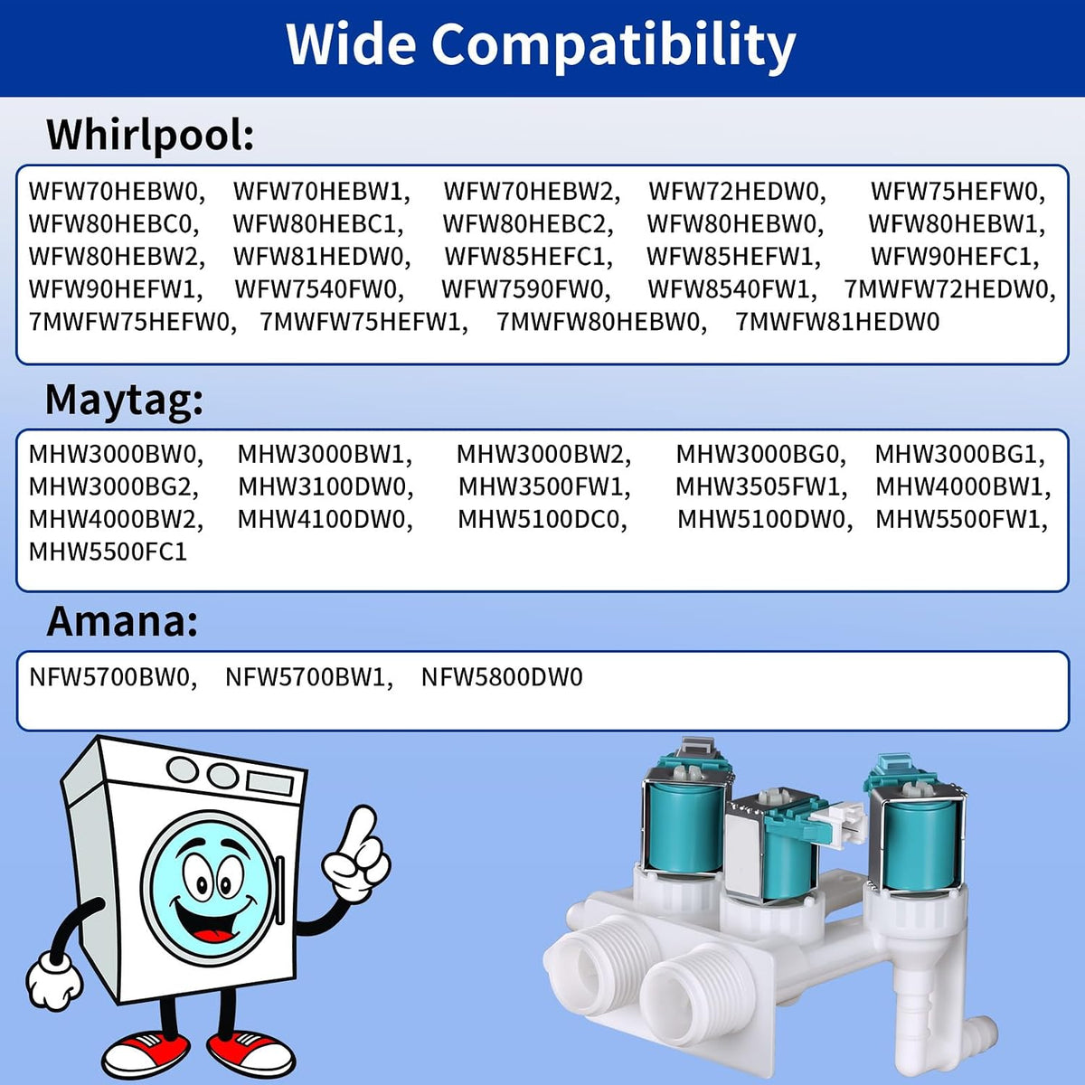 WFW70HEBW0 WFW70HEBW1 WFW70HEBW2 WFW72HEDW0 Washer Water Inlet Valve