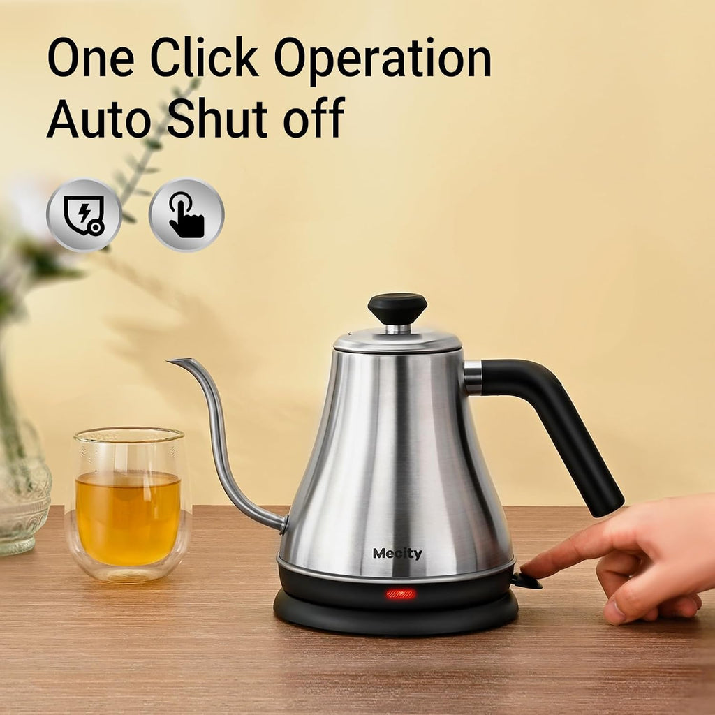 Electric Kettle Gooseneck Water Kettle Stainless Steel Tea Kettle Water Boiler Fast Heating, Auto Shut Off, 27 fl oz