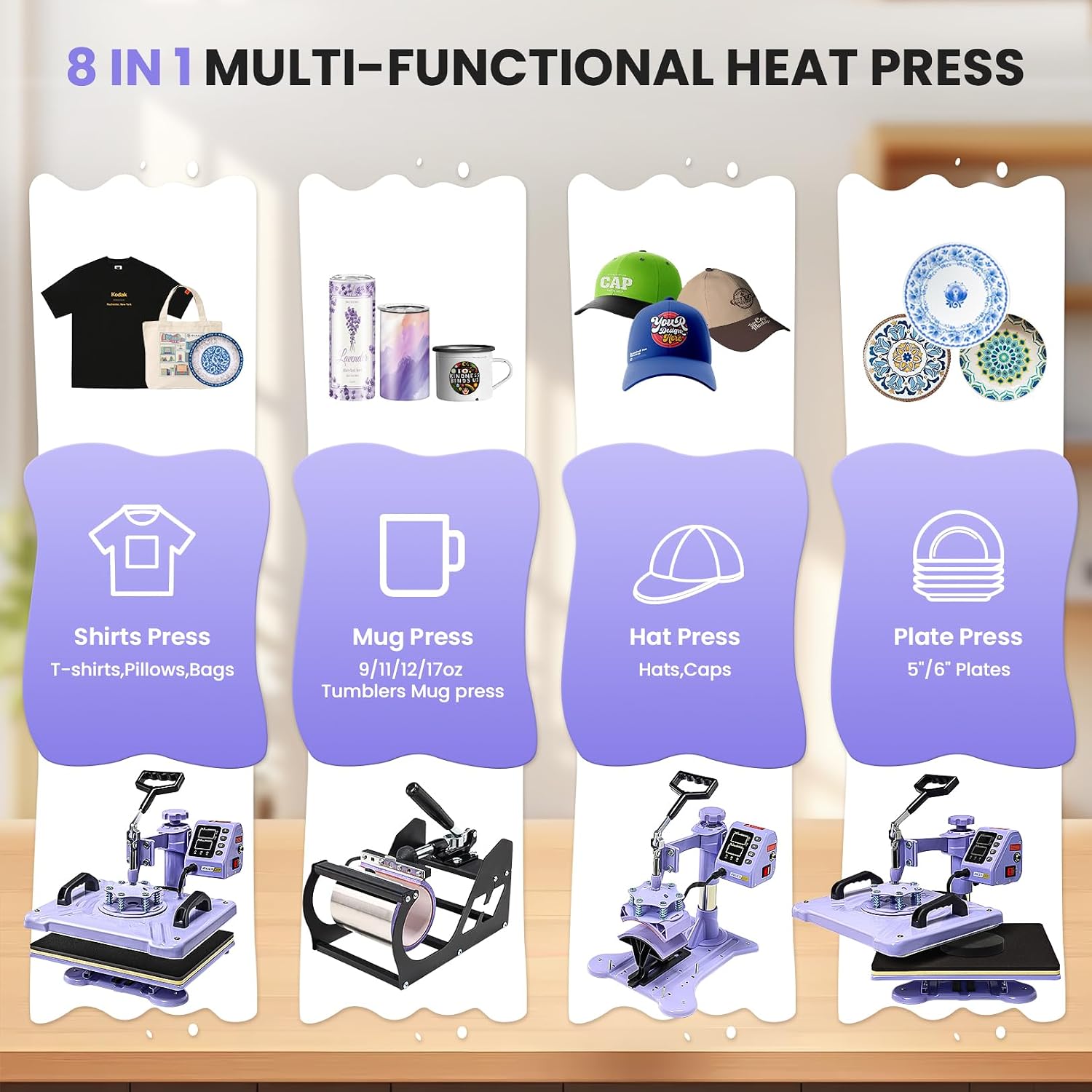 Heat Press 15x12 Inch, 5 in 1 Heat Press Machine for T-Shirts Hat Cap Mug Plate, 360° Swing Away Shirt Pressing