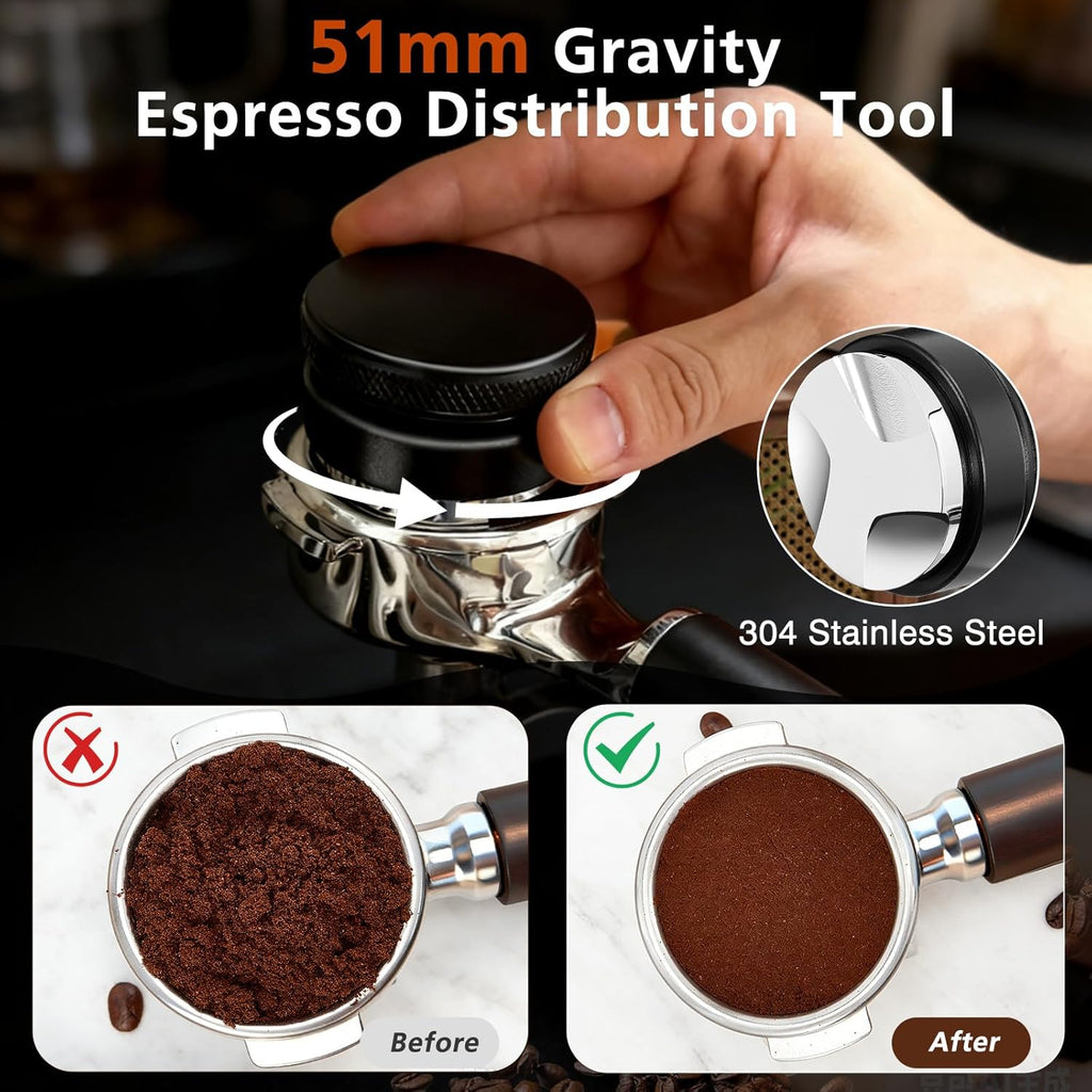 51mm Espresso Accessories Kit with Silicone Tamping Station, 7PCS | Espresso Tools Kit Includes Coffee Tamper