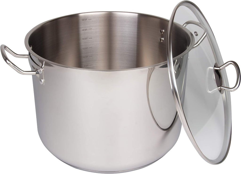 20 Quart Stock Pot with Lid, 18/10 Tri-Ply Stainless Steel | Professional Grade Stockpot with Stick Resistant