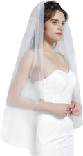 Wedding Bridal Veil with Comb 1 Tier Cut Edge Fingertip&Cathedral Length