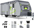 Heavy Duty 8 Layers RV Cover 22-24ft, Rip-Stop Motorhome Camper Cover with Windproof Straps, Gutter & Tongue Jack