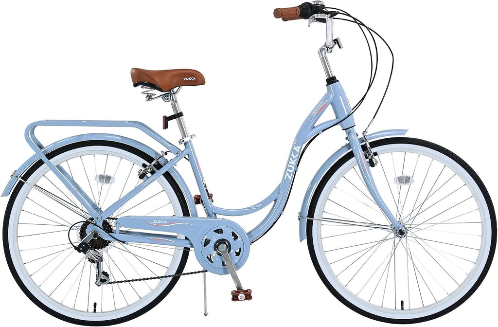 24/26 Inch Girls Cruiser Bike 24/26 Inch Beach Cruiser Bike for Women，City Hybrid Bike 7 Speeds Bicycle Commuter Bike
