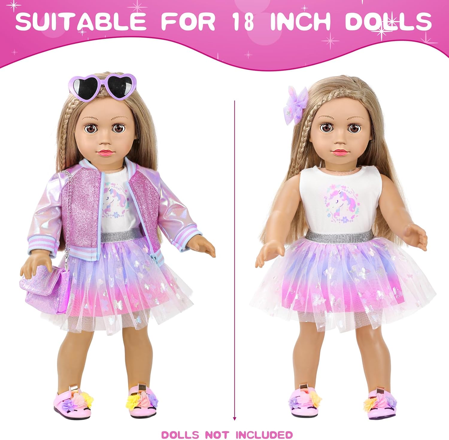 American 18 Inch Doll Makeup Accessories and Clothes Set Includes 18 Inch Doll Clothes and Shoes Bag Makeup Brush Set
