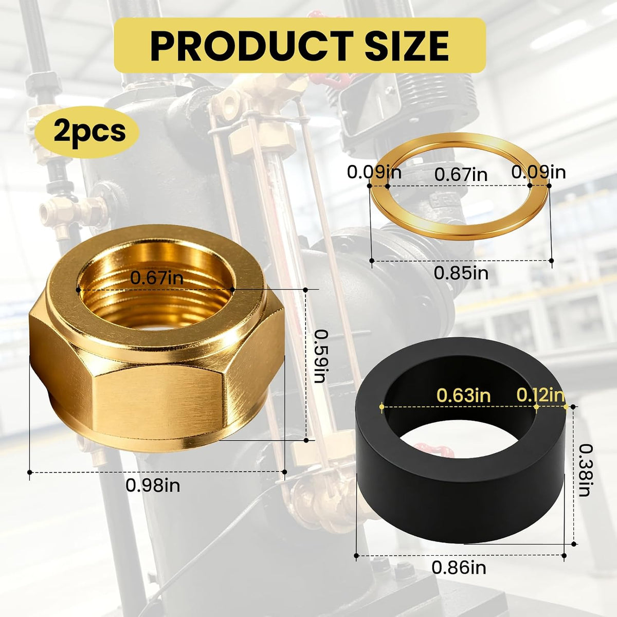 5/8" ID Sight Glass Steamer Parts for Boiler Valve, 1 Set