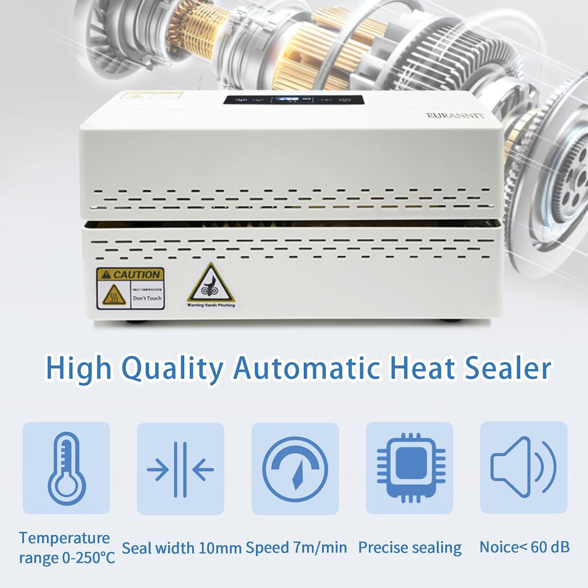 Heat Sealer Machine, Automatic Continuous Band Sealer with Digital Temperature Control, Horizontal Bag Sealer for