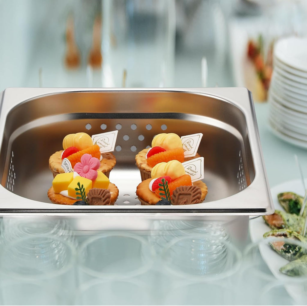 2 Pack Half Hotel Pan Perforated Steam, 12.8'' x 4'' x 10.43''