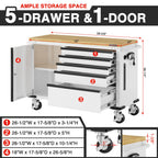 52" x 20" Rolling Tool Chest, 5-Drawer & 1-Door