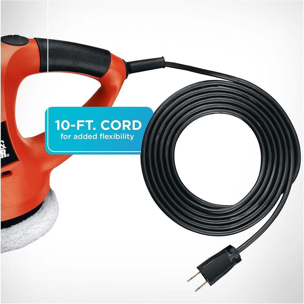 BLACK+DECKER 6" Buffer Polisher, Orbital Car Polisher with Wool and Foam Bonnets (WP900)