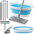 Collapsible Mop and Bucket Set with Scrub Brush & Squeegee
