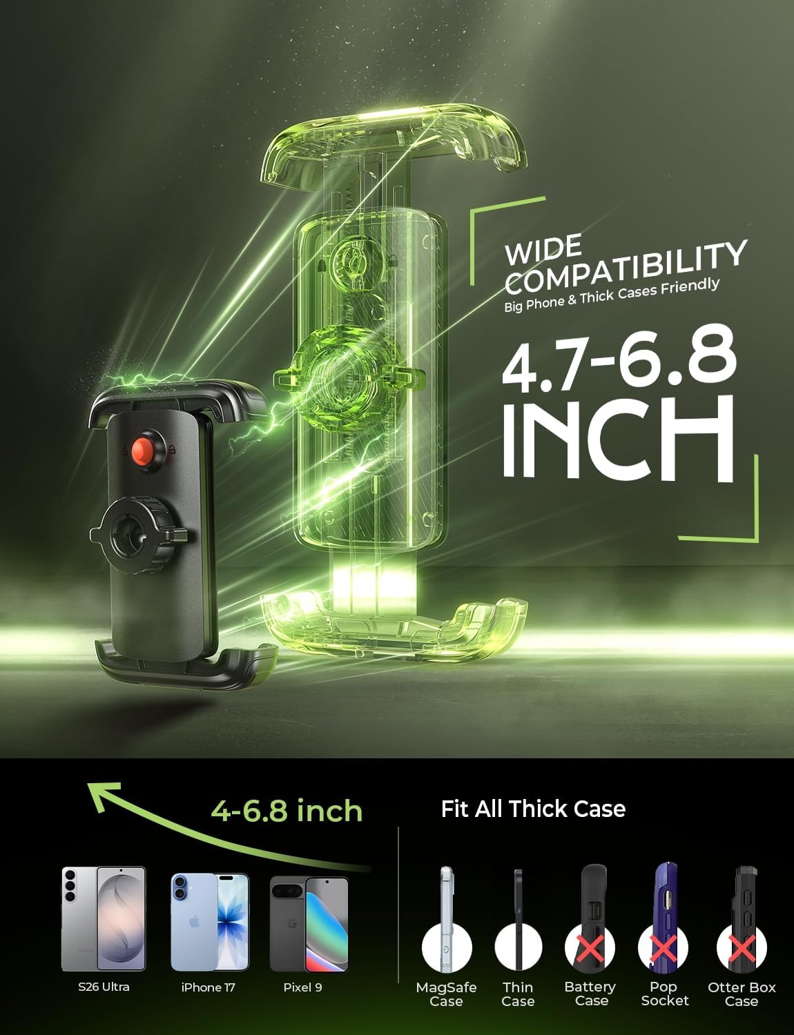 Bike Phone Holder, [Super Easy Install] Motorcycle Phone Mount Ebike Accessories Bicycle Handlebar Holder Mount Gifts