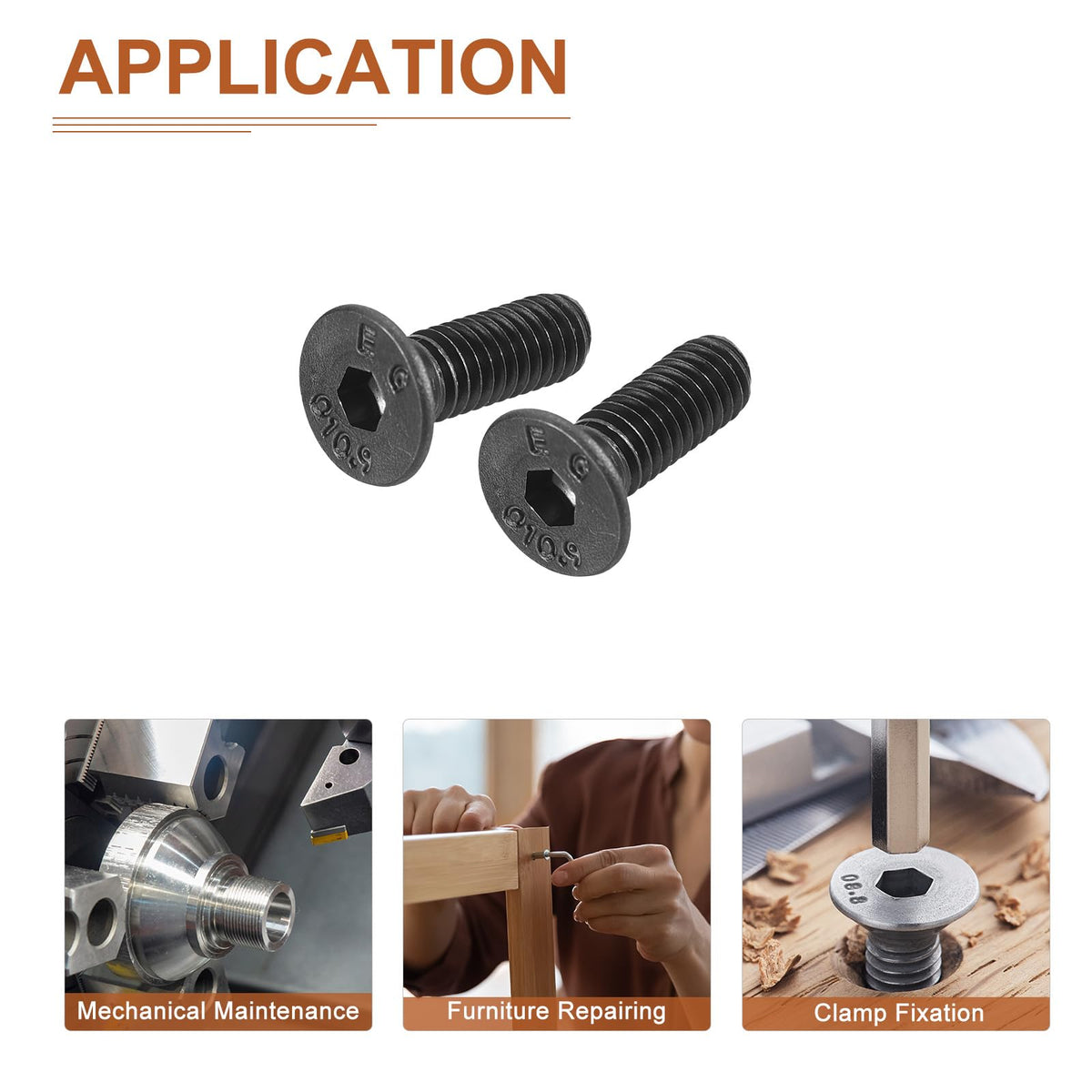 DTGN M4-0.7x10mm Flat Head Socket Cap Screws, 100 Pack Hex Socket Flat Head Screws Carbon Steel Black Oxide, Full Thread, Countersunk Bolts