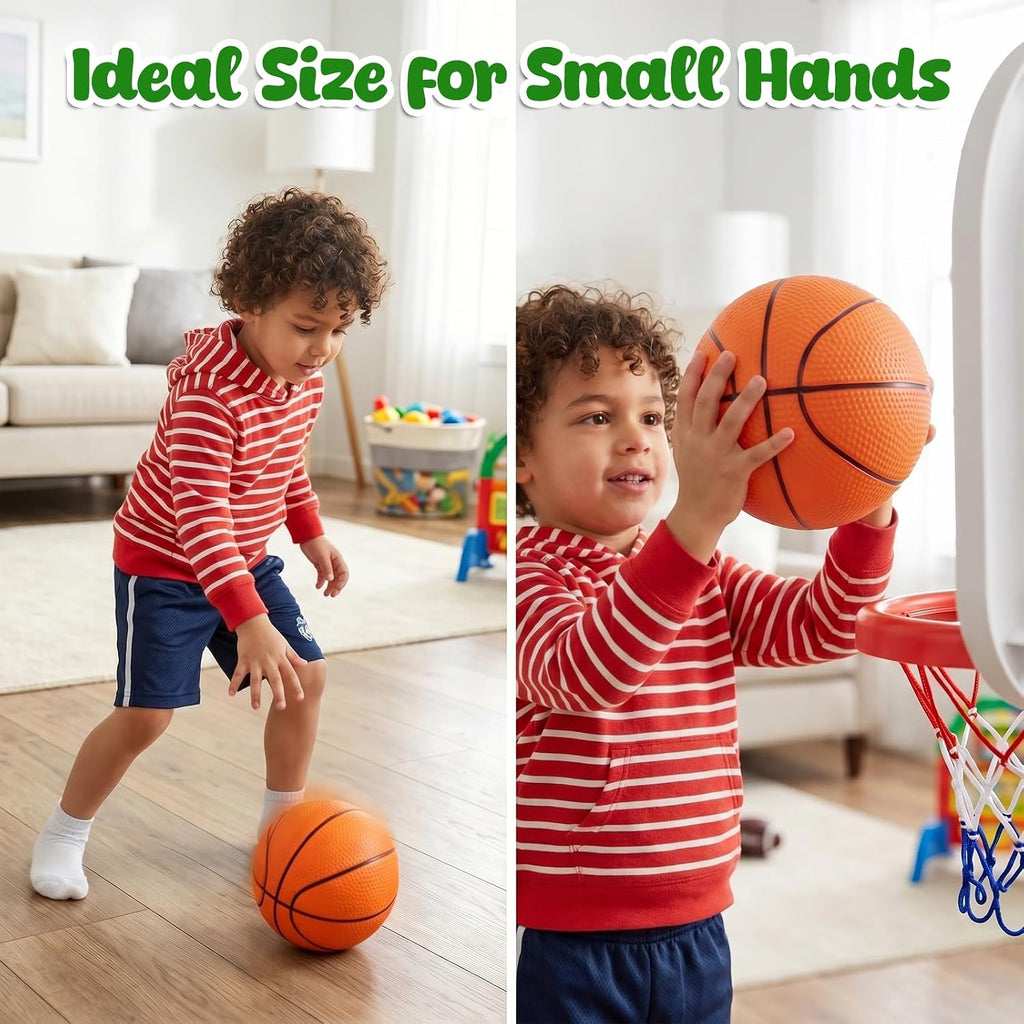4-Pack Sports Balls for Toddlers & Kids, Playground Balls with Pump, 5-Inch Soccer Ball, Basketball, Kickballs