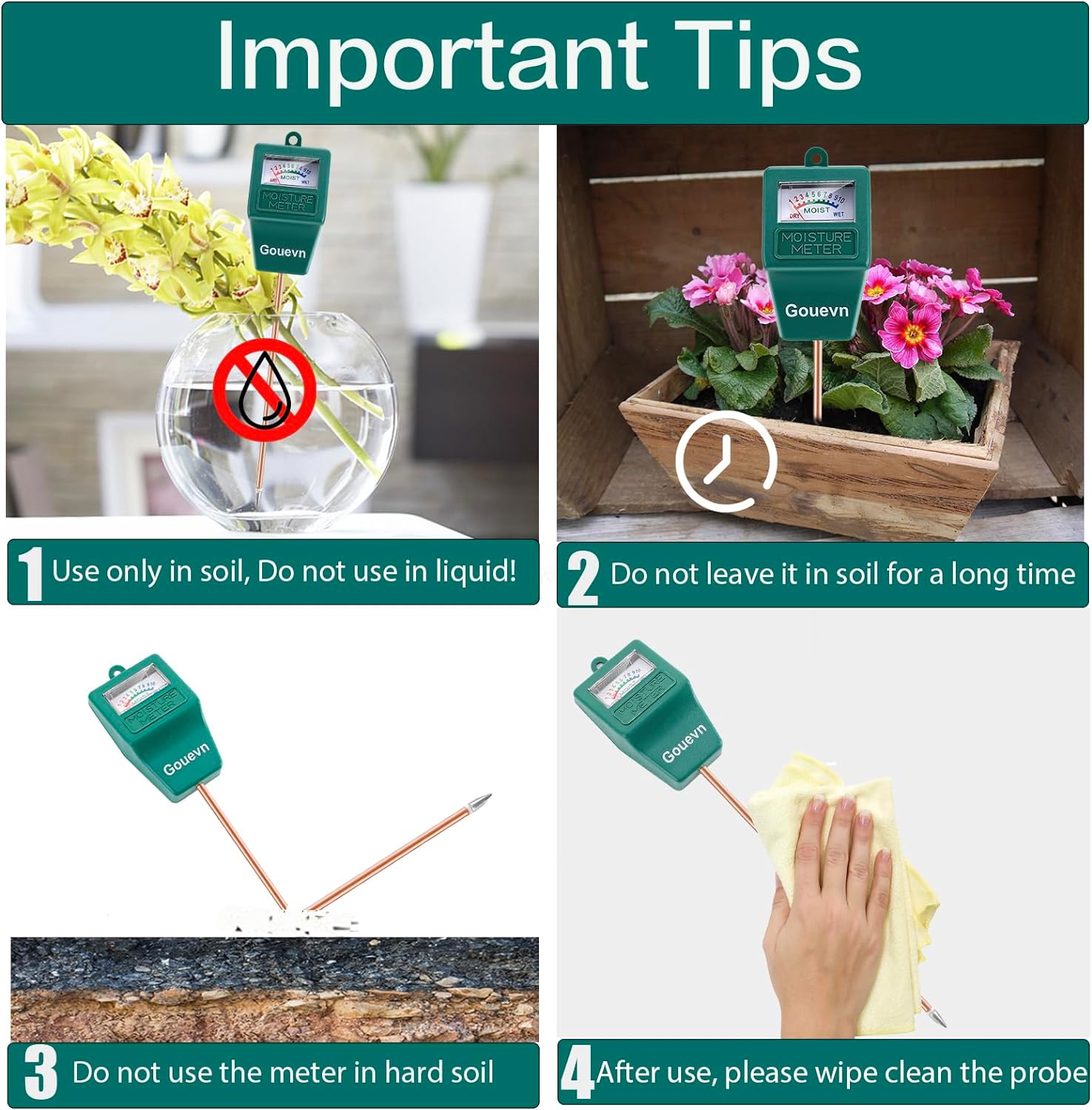 Long Probe Soil Moisture Meter for Plants, Plant Moisture Meter for House Plants, Plant Water Meter for Indoor &