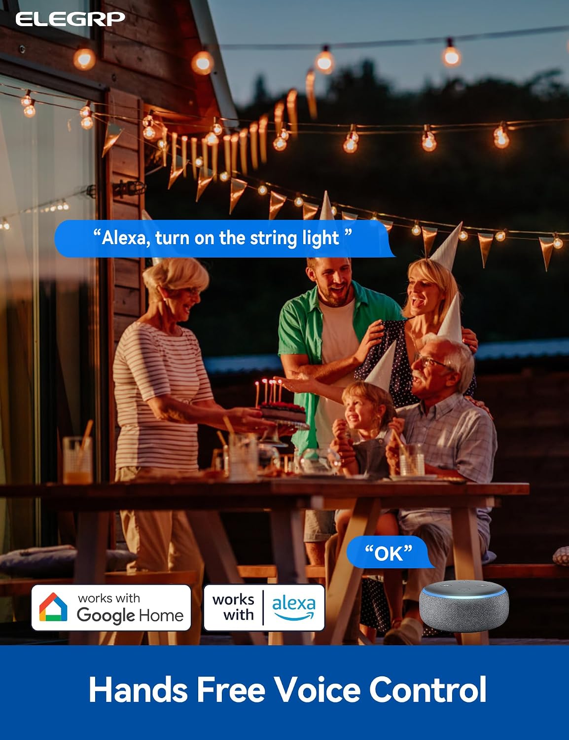 PQR20 Outdoor Smart Plug Waterproof IP66, WiFi Plug with 2 Individually Sockets, Compatible with Alexa & Google