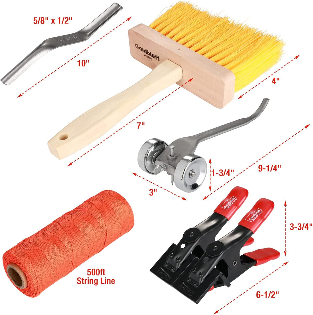 12PCS Masonry Tool Set, Brick Laying Tools with Pointing Trowel | Hardened Steel & CRV Blades, Brick Pointing Tool