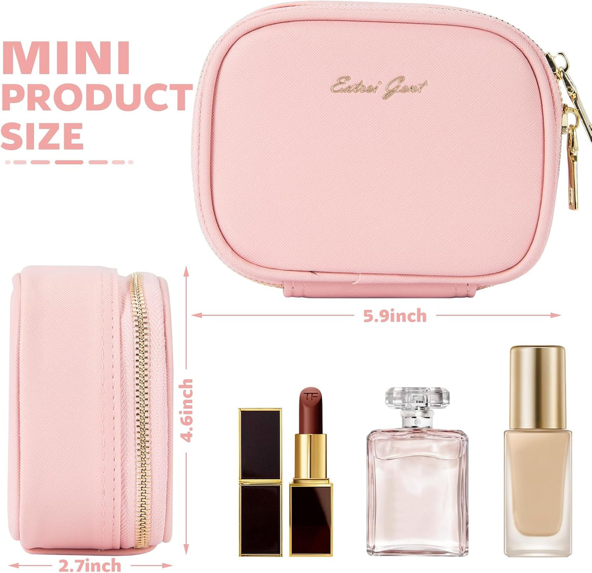 Mini Makeup Bag with Led Mirror, Small Travel Make up Bag 3 Light Modes Adjustable Brightness, for Women Organizer