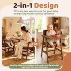 3-in-1 Wooden High Chair with Steps & Adjustable Tray for Baby Toddler